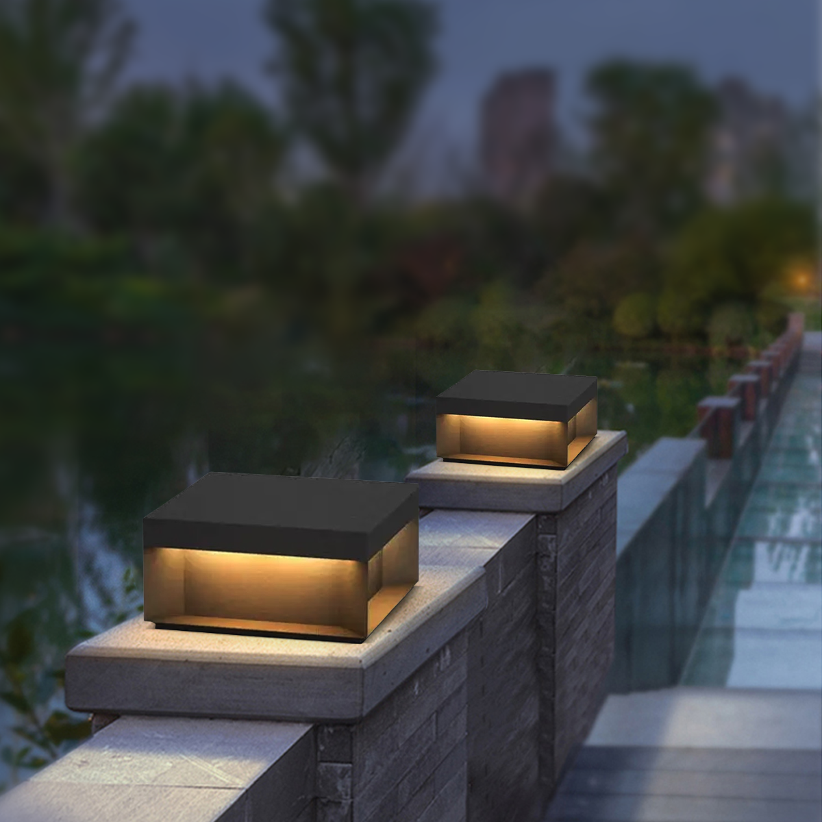 Modern Square Outdoor Pillar Light